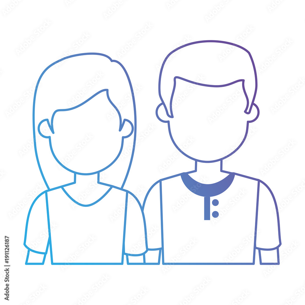 lovers couple avatars characters vector illustration design