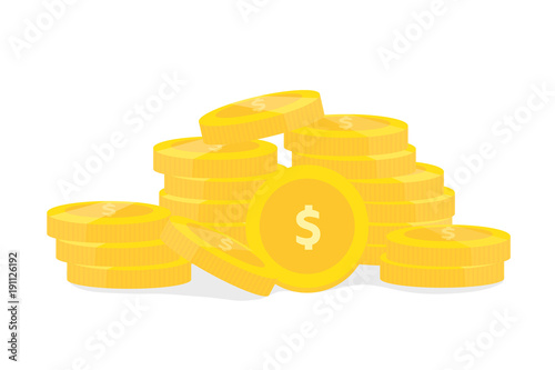 Coins on white background vector design for finance business