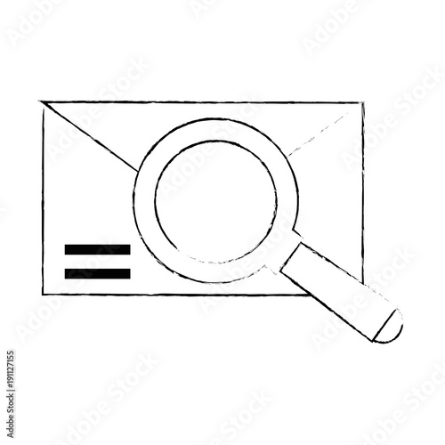 envelope mail with magnifying glass vector illustration design