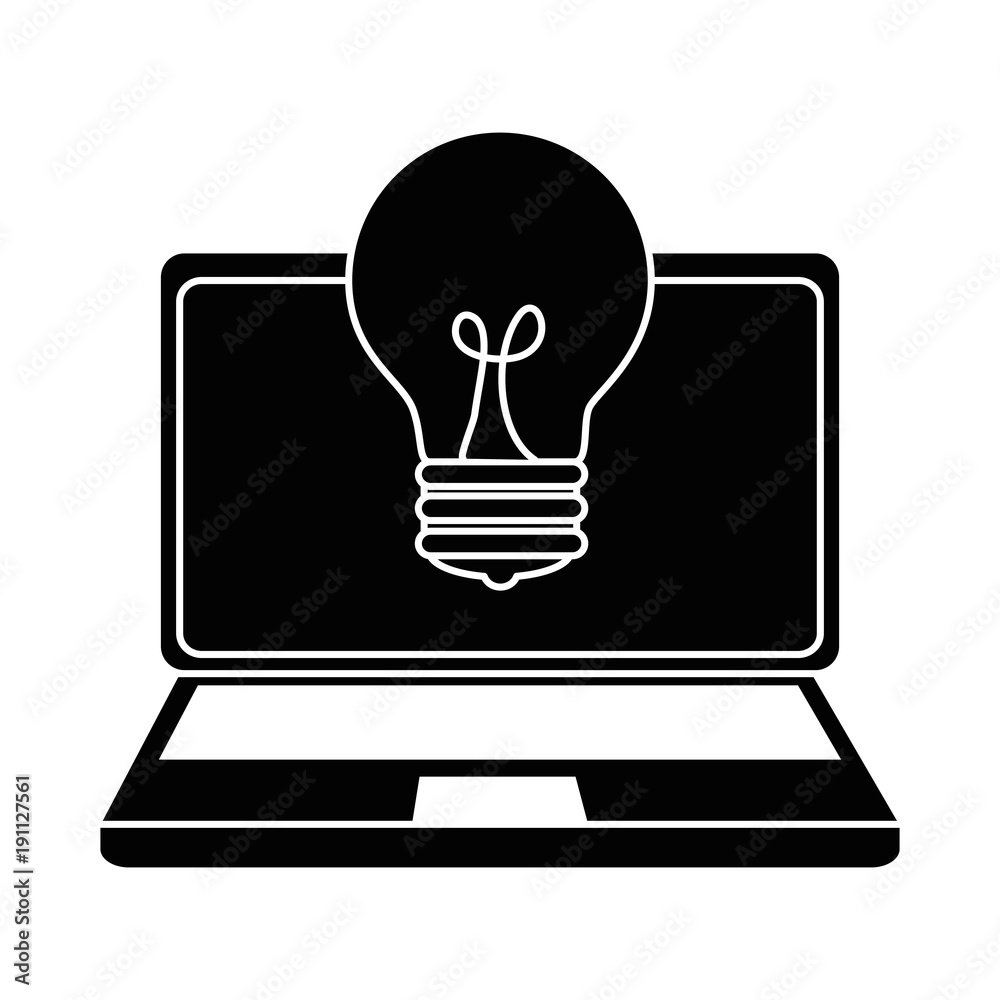 laptop computer with bulb vector illustration design laptop computer with bulb vector illustration design