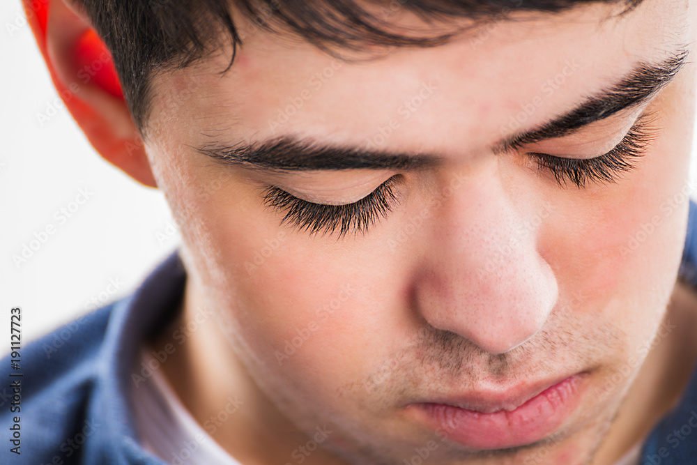 extreme closeup of teen eyelashes