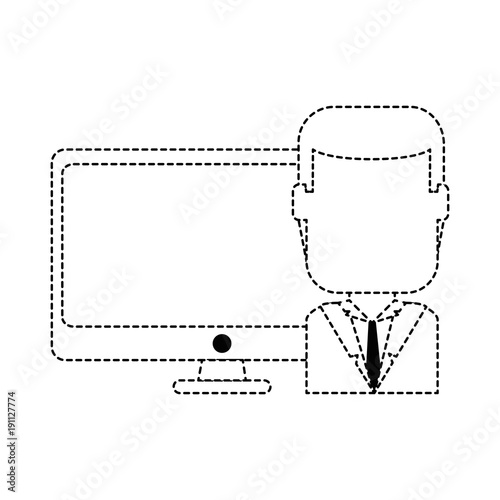 monitor computer with businessman vector illustration design © Gstudio