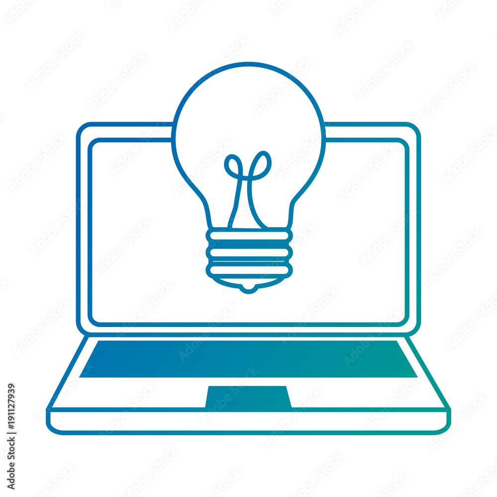 laptop computer with bulb vector illustration design laptop computer with bulb vector illustration design