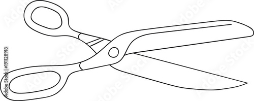 Hand-Drawn-Doodle-Sketch-Line-Art-Vector-Illustration-Retro-Style-Dressmaker-Shear-Scissors. Black-Outline-Logo-Design-Element-Template.