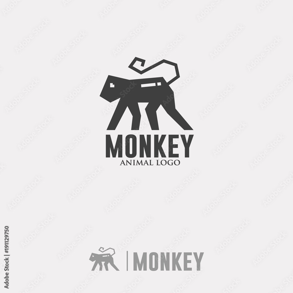 MONKEY LOGO. Silhouette Animal Icon Stock Vector | Adobe Stock