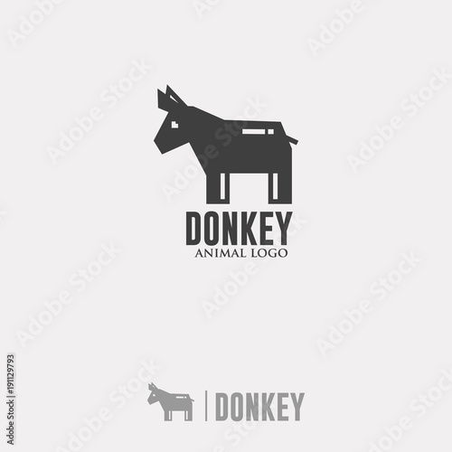 DONKEY LOGO. Silhouette Animal Icon
