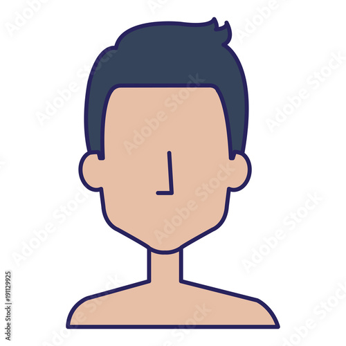 young man shirtless avatar character vector illustration design