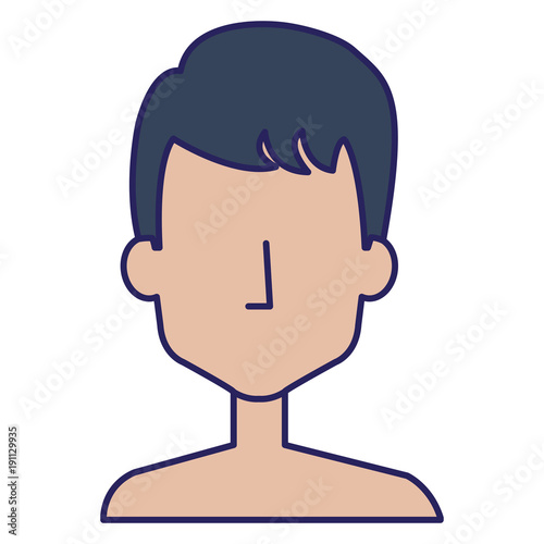 young man shirtless avatar character vector illustration design
