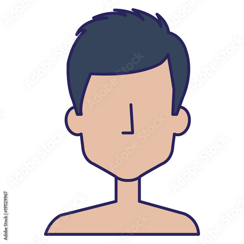 young man shirtless avatar character vector illustration design
