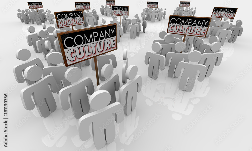 Fototapeta premium Company Culture Groups Employees Working Together 3d Illustration