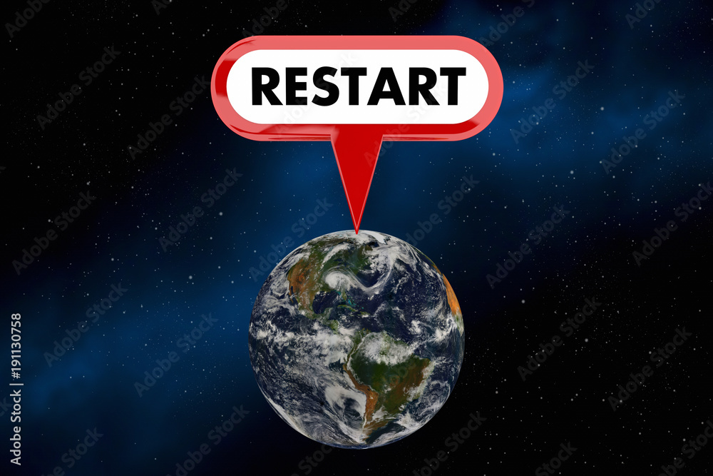 Restart Earth Planet Space Environment 3d Illustration Restart Earth Planet Space Environment 3d Illustration