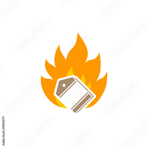 Label Fire Logo Icon Design