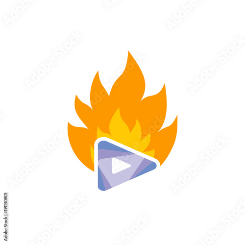 Video Fire Logo Icon Design