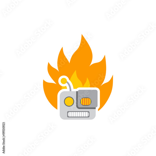 Robot Fire Logo Icon Design