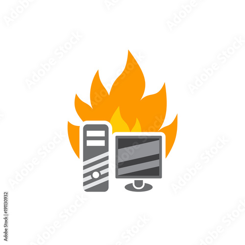 Computer Fire Logo Icon Design