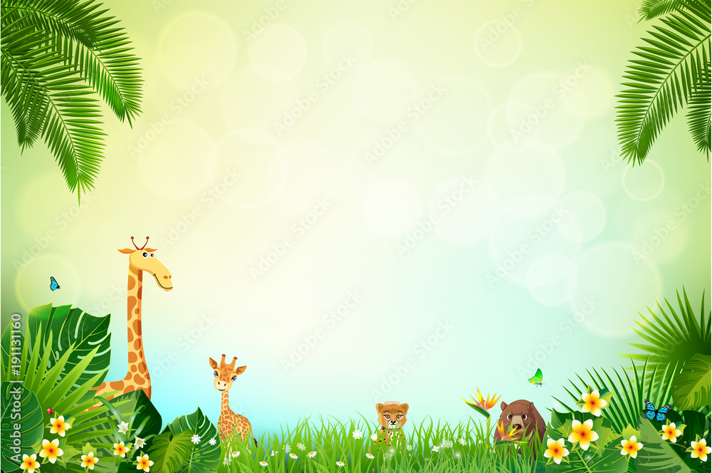Jungle or Zoo Themed Animal Background
