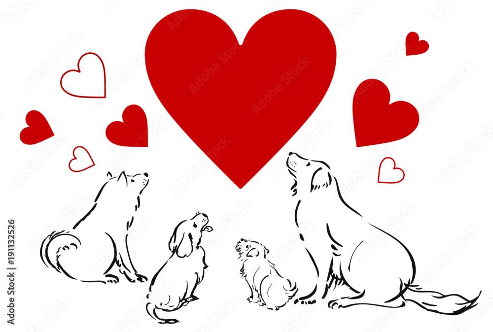 犬とハートのイラスト 犬とハートのイラスト