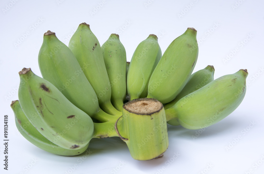 Cultivated Banana on white background, Green Banana, Raw banana. Cultivated Banana on white background, Green Banana, Raw banana.