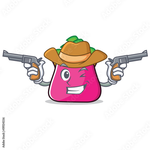 Cowboy purse character cartoon style