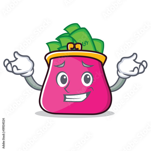 Grinning purse character cartoon style