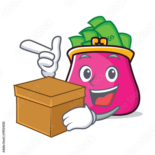 With box purse character cartoon style