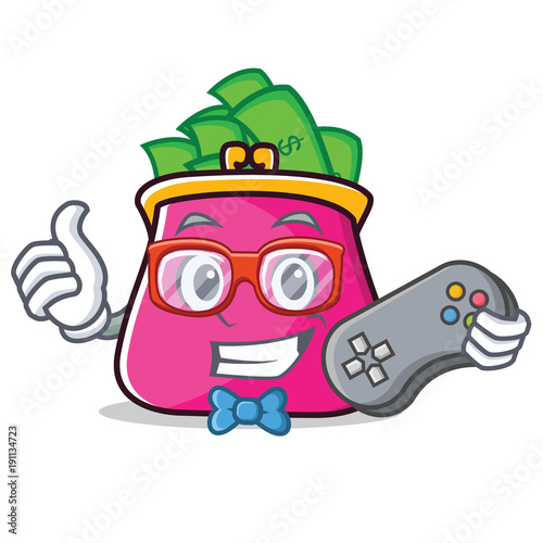Gamer purse character cartoon style