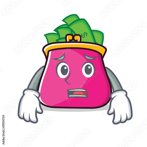 Afraid purse character cartoon style