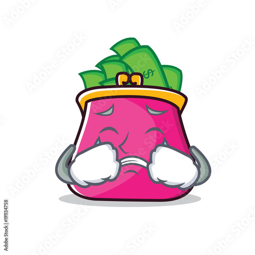 Crying purse character cartoon style