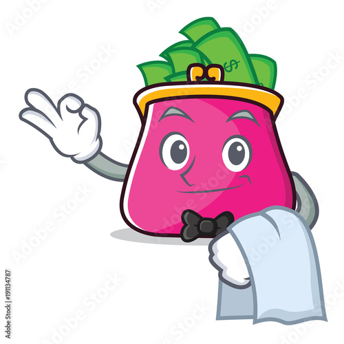 Waiter purse character cartoon style