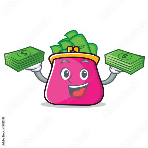 With money purse character cartoon style