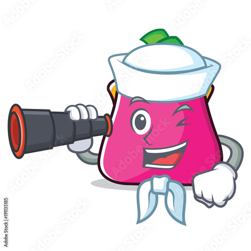 Sailor with binocular purse character cartoon style