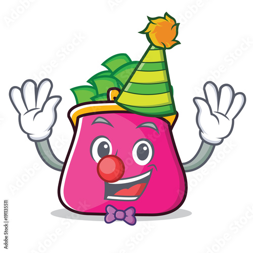 Clown purse character cartoon style