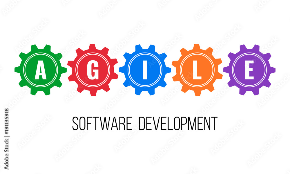 Obraz premium AGILE software development, gears concept