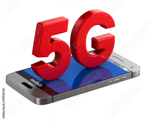 5G phone on white backgroun...