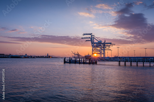 Port of Oakland Shipping Crane Sunset photo