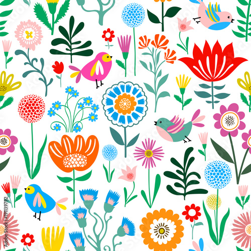 Cute Floral Pattern, Seamless Vector Background, Summer Texture for Trandy Fashion Prints for Kids and Babies