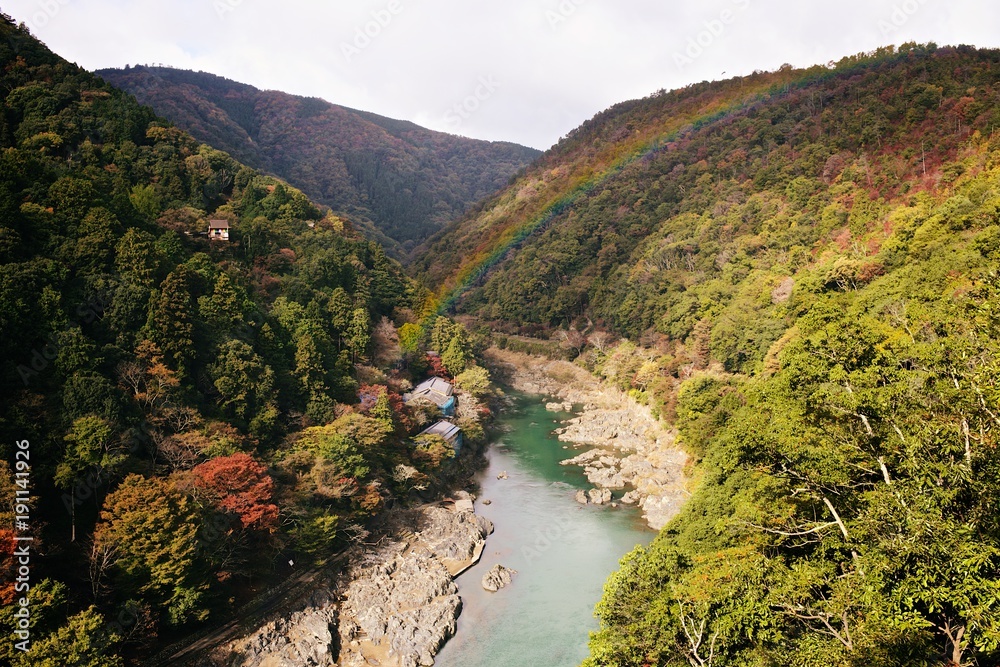Rainbow over a river