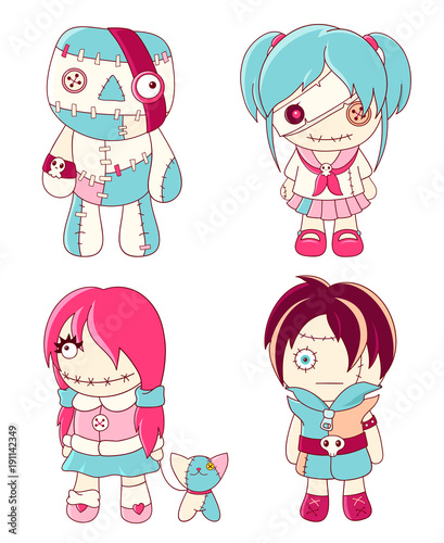 Set of cute voodoo dolls