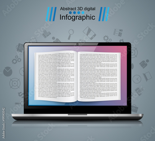 Digital gadget, notebook, book, read ebook bookreader icon Vector eps 10 photo