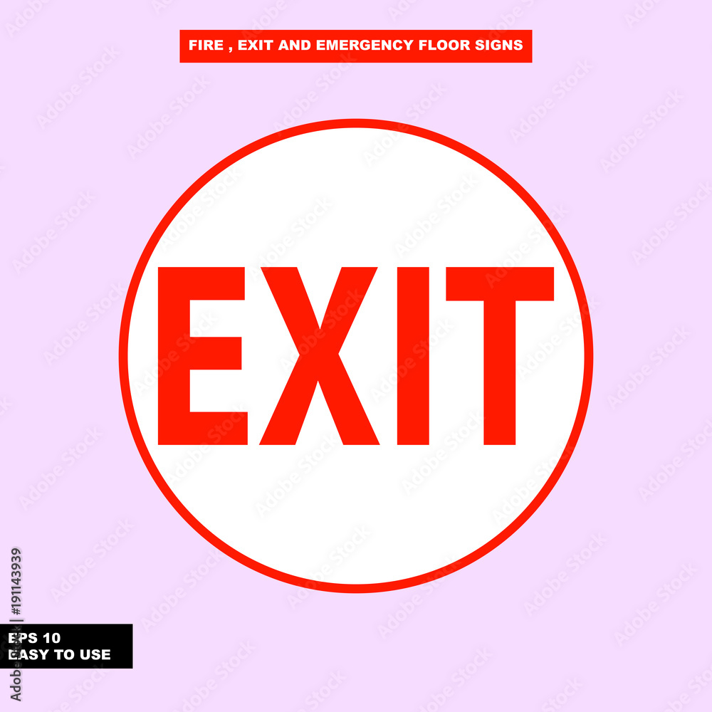 Fire exit and emergency sign in vector style version, easy to use and print Fire exit and emergency sign in vector style version, easy to use and print
