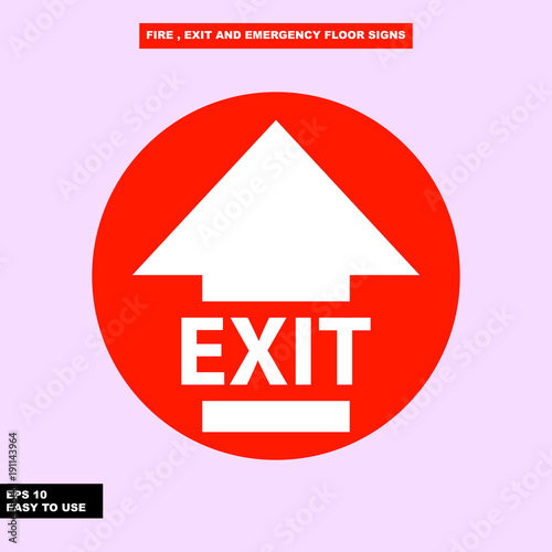 Fire exit and emergency sign in vector style version, easy to use and print