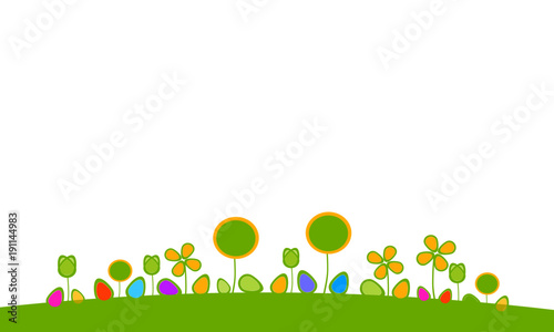 Ostereier Oster Landschaft Wiese Eier Blumen Hintergrund Bunt Ei Osterei Ostermotiv Freiraum