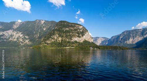 Lake Hallstatt with High Alp Mountains