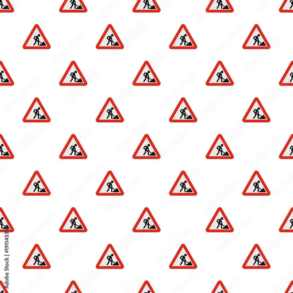 Work on the road pattern seamless in flat style for any design Work on the road pattern seamless in flat style for any design