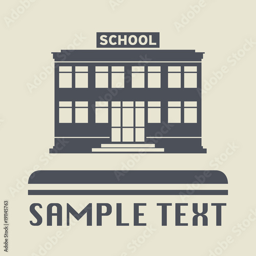 School building icon or sign