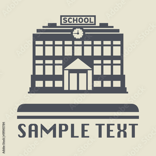 School building icon or sign