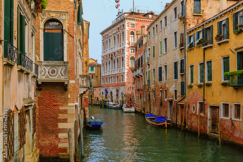 Narrow streets and canals of Venice Italy