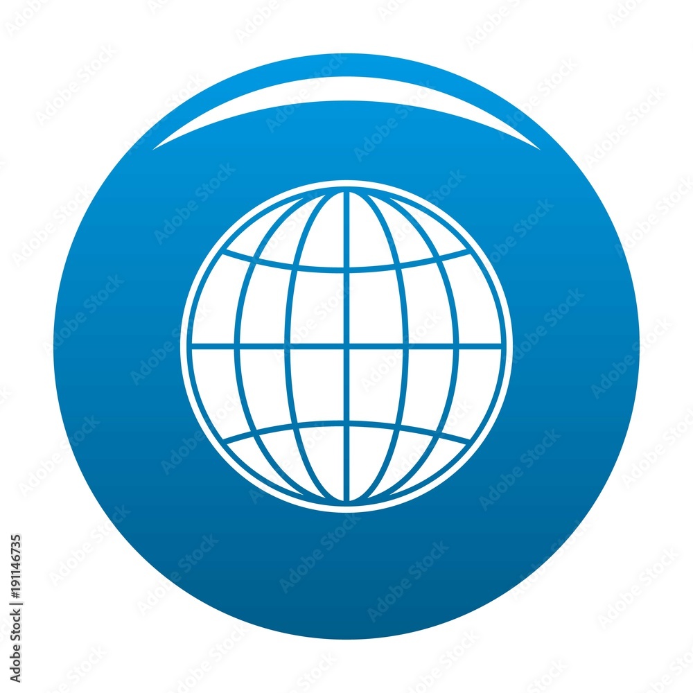 Global icon vector blue circle isolated on white background Global icon vector blue circle isolated on white background