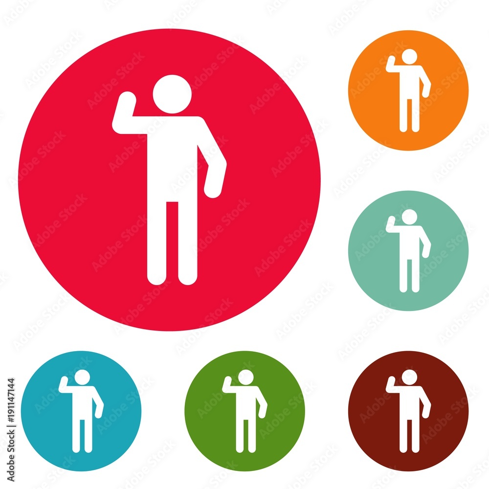 Stick figure stickman icons circle set vector isolated on white background Stick figure stickman icons circle set vector isolated on white background