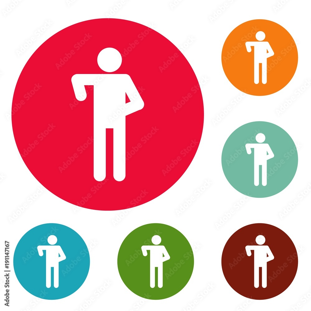 Stick figure stickman icons circle set vector isolated on white background Stick figure stickman icons circle set vector isolated on white background